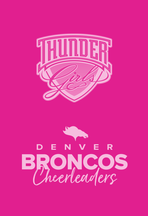 Denver broncos and thunder girls cheerleader logos.